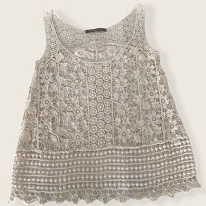 Finn & Clover Crocheted Cream Top. Size Small